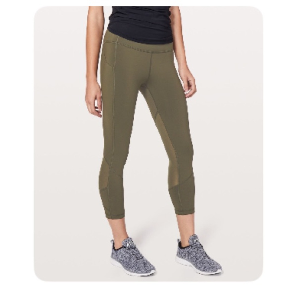Lululemon Pace Rival Crop 22" Dark Olive 8